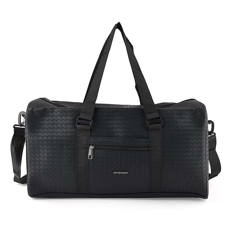 La Marey Black Duffle Travel Bag with Shoulder Strap