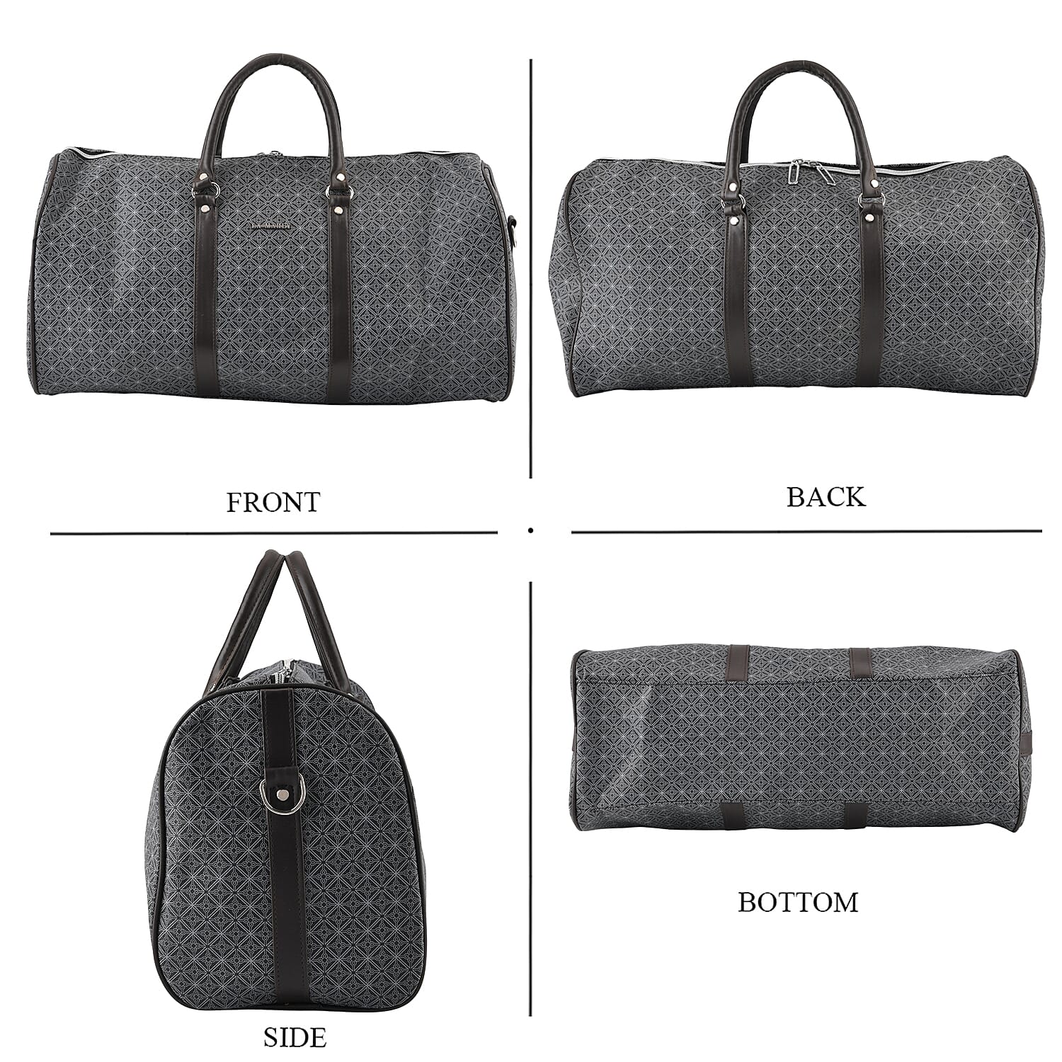La Marey Black Duffle Travel Bag Shoulder Strap (19.69x10.24x7.87)