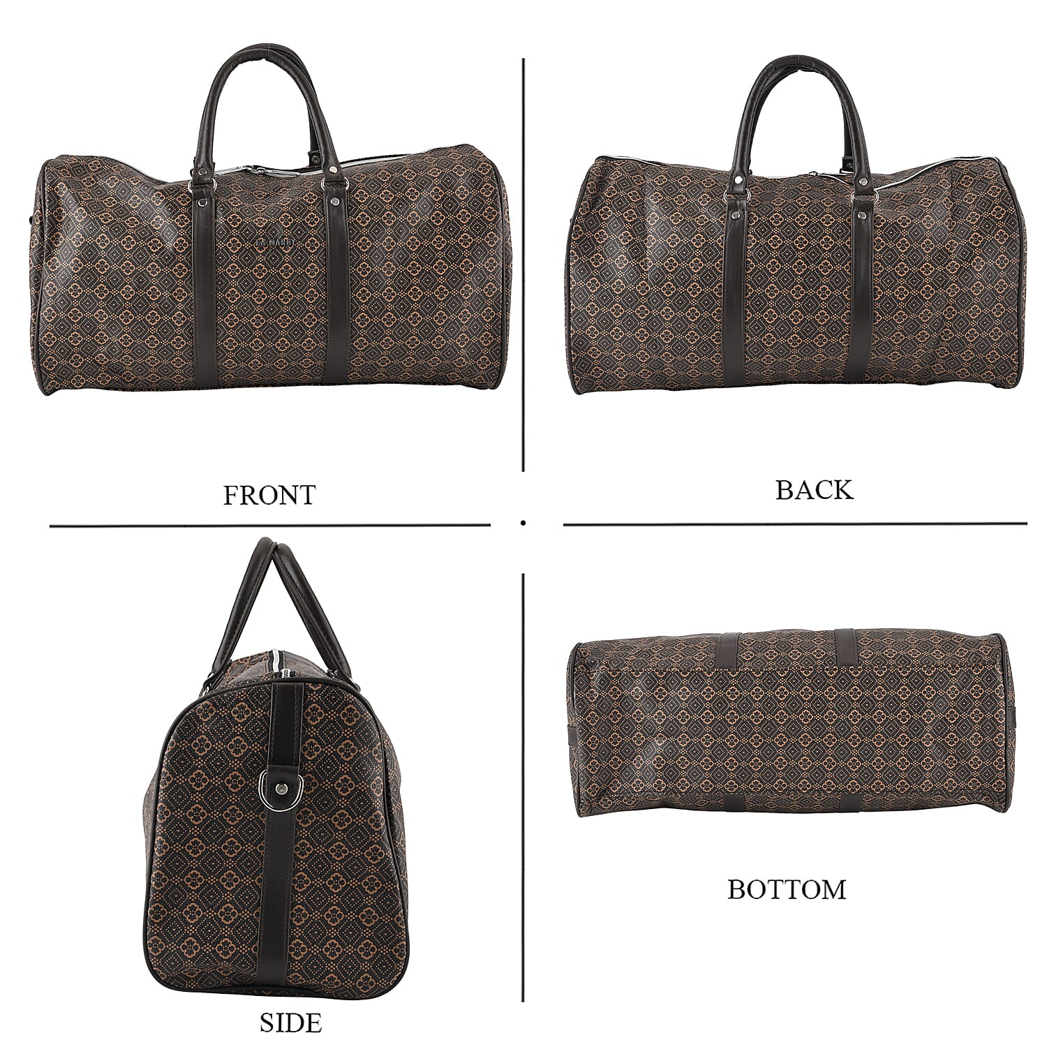 La Marey Brown Duffle Travel Bag Shoulder Strap (19.69x10.24x7.87)
