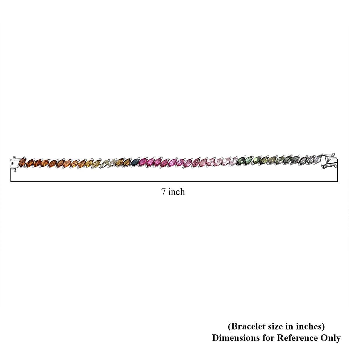 D'Joy Premium Multi-Tourmaline 10.35 ctw Bracelet in Rhodium Over Sterling Silver (6.50 In) image number 4