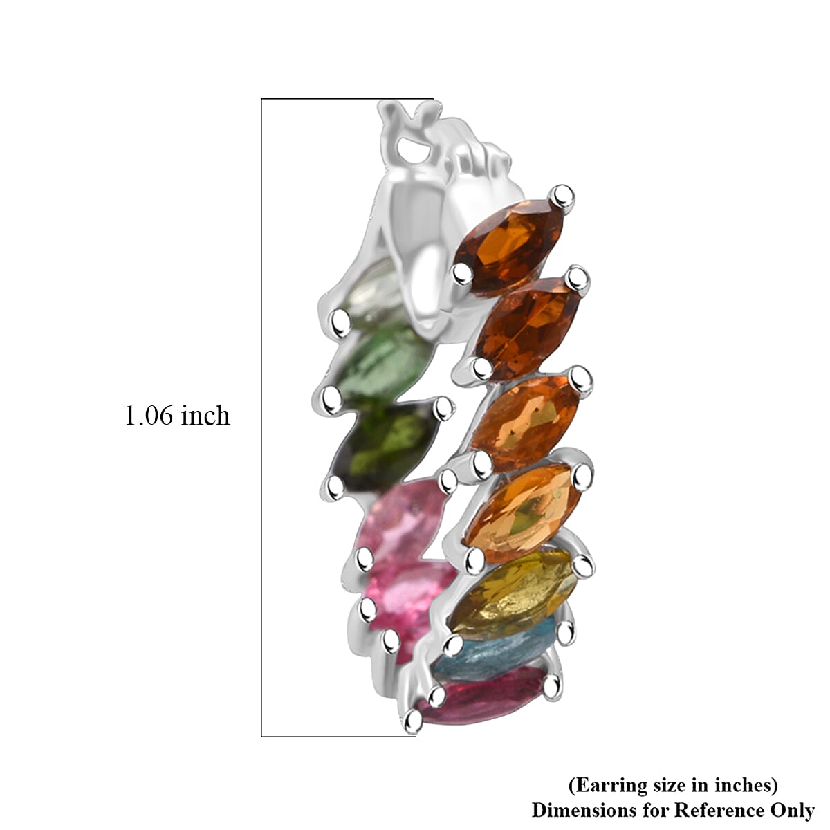 D'Joy Premium Multi Tourmaline 6.50 ctw Shades of Forever Hoop Earrings in Rhodium Over Sterling Silver image number 4