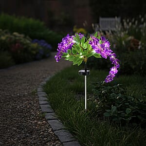 Livmore Purple Wisteria Flower Solar Lights with 4 Heads