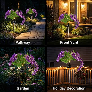 Livmore Purple Wisteria Flower Solar Lights with 4 Heads