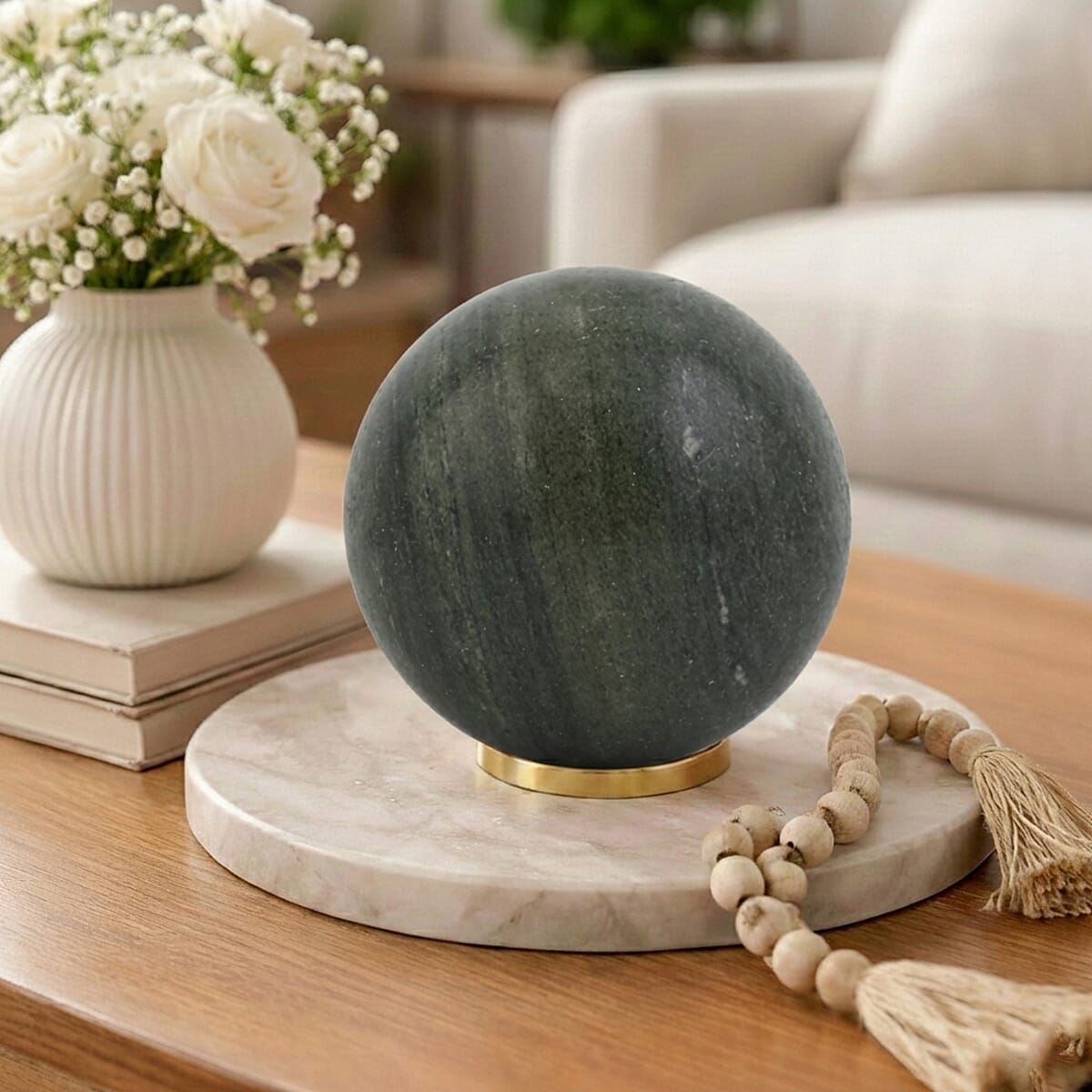 Jasper Green Sphere (Ball) -Small 991ctw with Free Wooden Tripod Cobra Stand image number 1