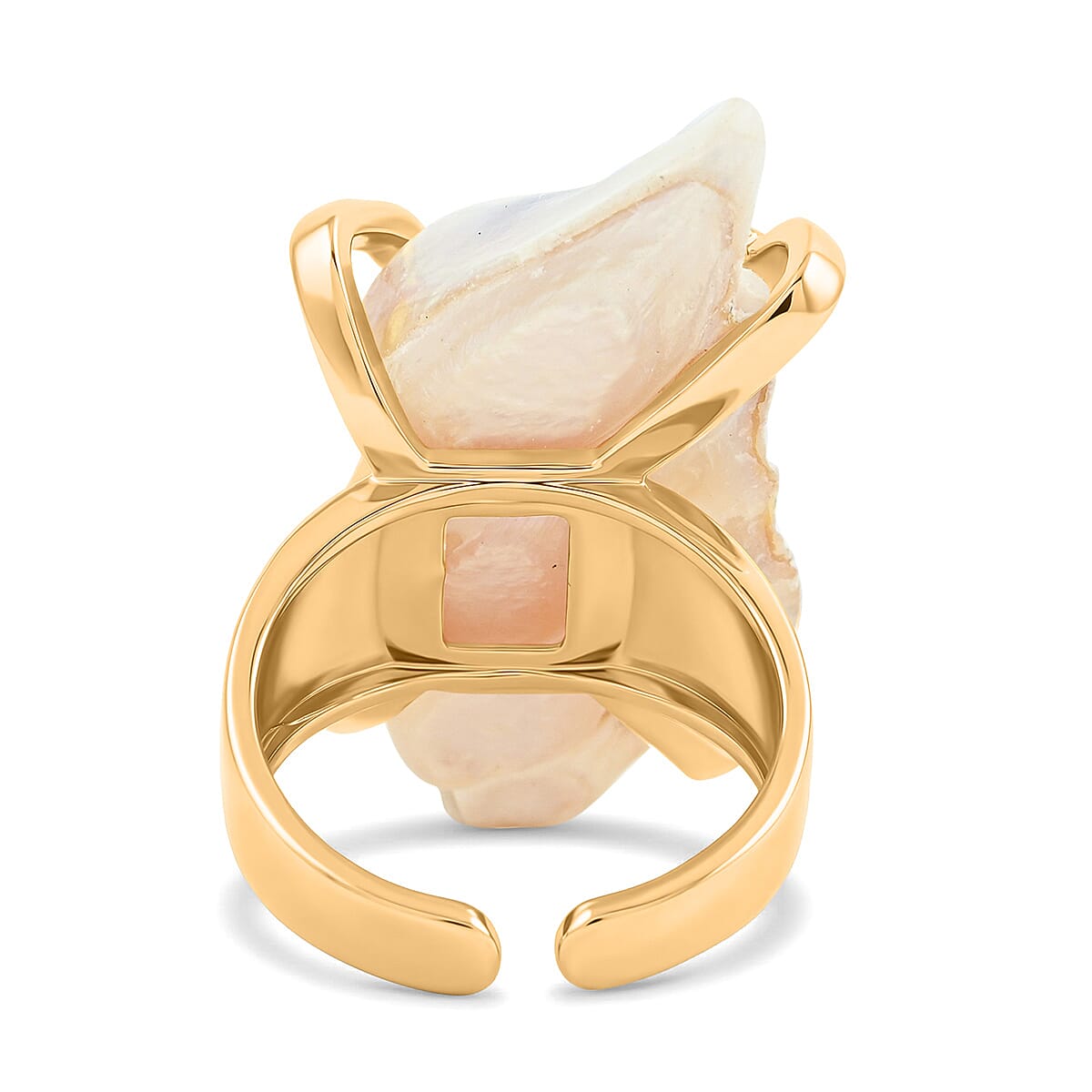 White Keshi Pearl, Simulated Multi Color Diamond Ring in Goldtone (Adjustable) image number 4