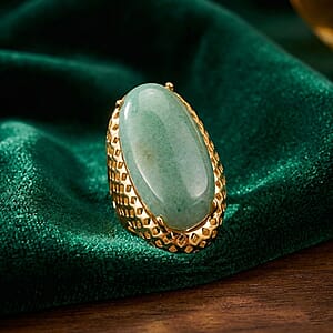 Green Aventurine 35.00 ctw Ring in Goldtone (Adjustable)