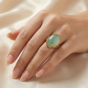 Green Aventurine 35.00 ctw Ring in Goldtone (Adjustable)