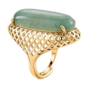 Green Aventurine 35.00 ctw Ring in Goldtone (Adjustable)
