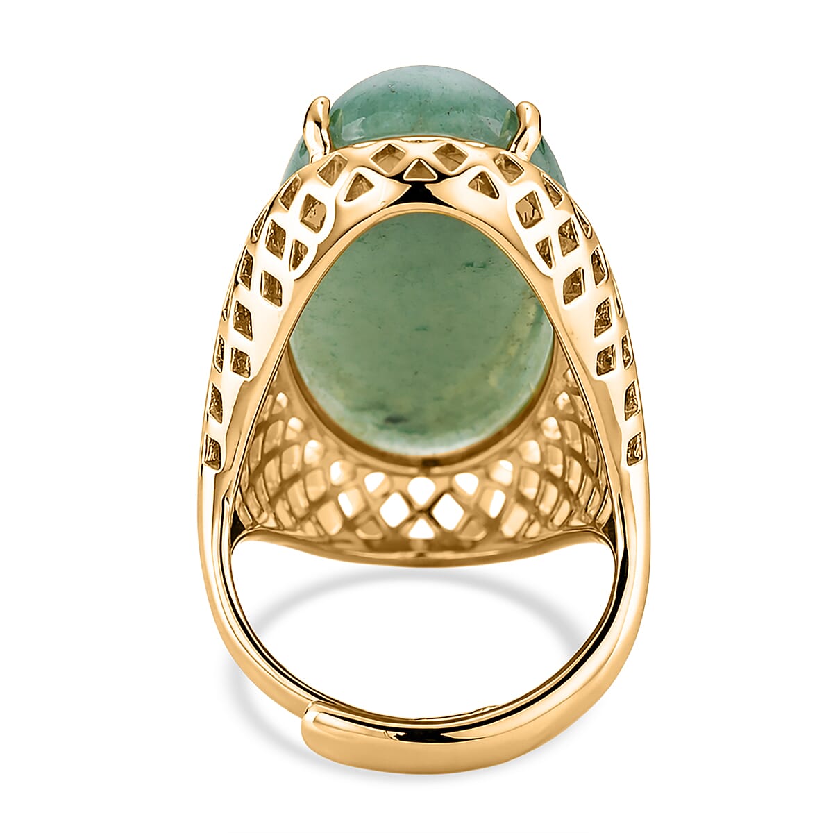 Green Aventurine 35.00 ctw Ring in Goldtone (Adjustable) image number 4