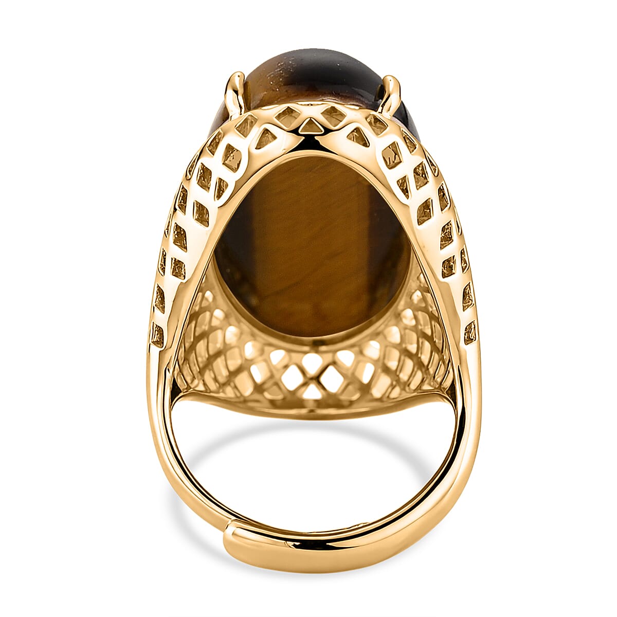 Tigers Eye 35.00 ctw Ring in Goldtone (Adjustable) image number 4
