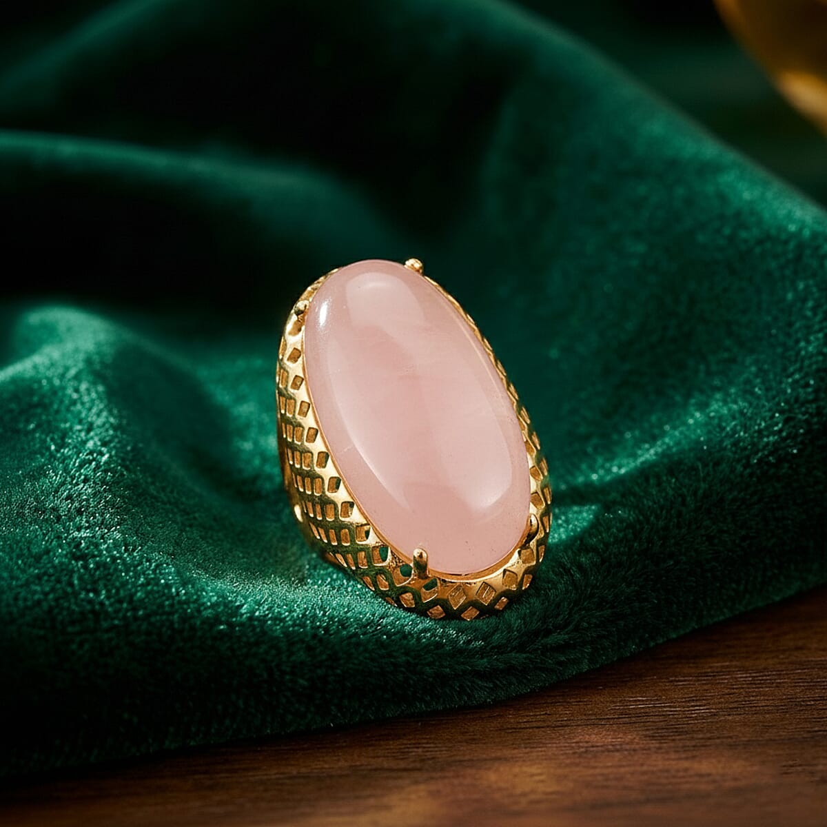 Galilea Rose Quartz Ring in Goldtone (Adjustable) 35.00 ctw image number 1