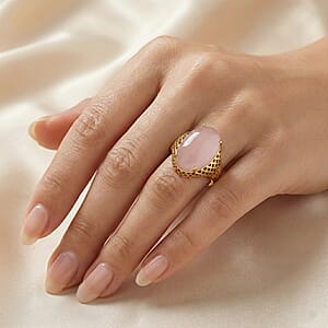 Galilea Rose Quartz Ring in Goldtone (Adjustable) 35.00 ctw
