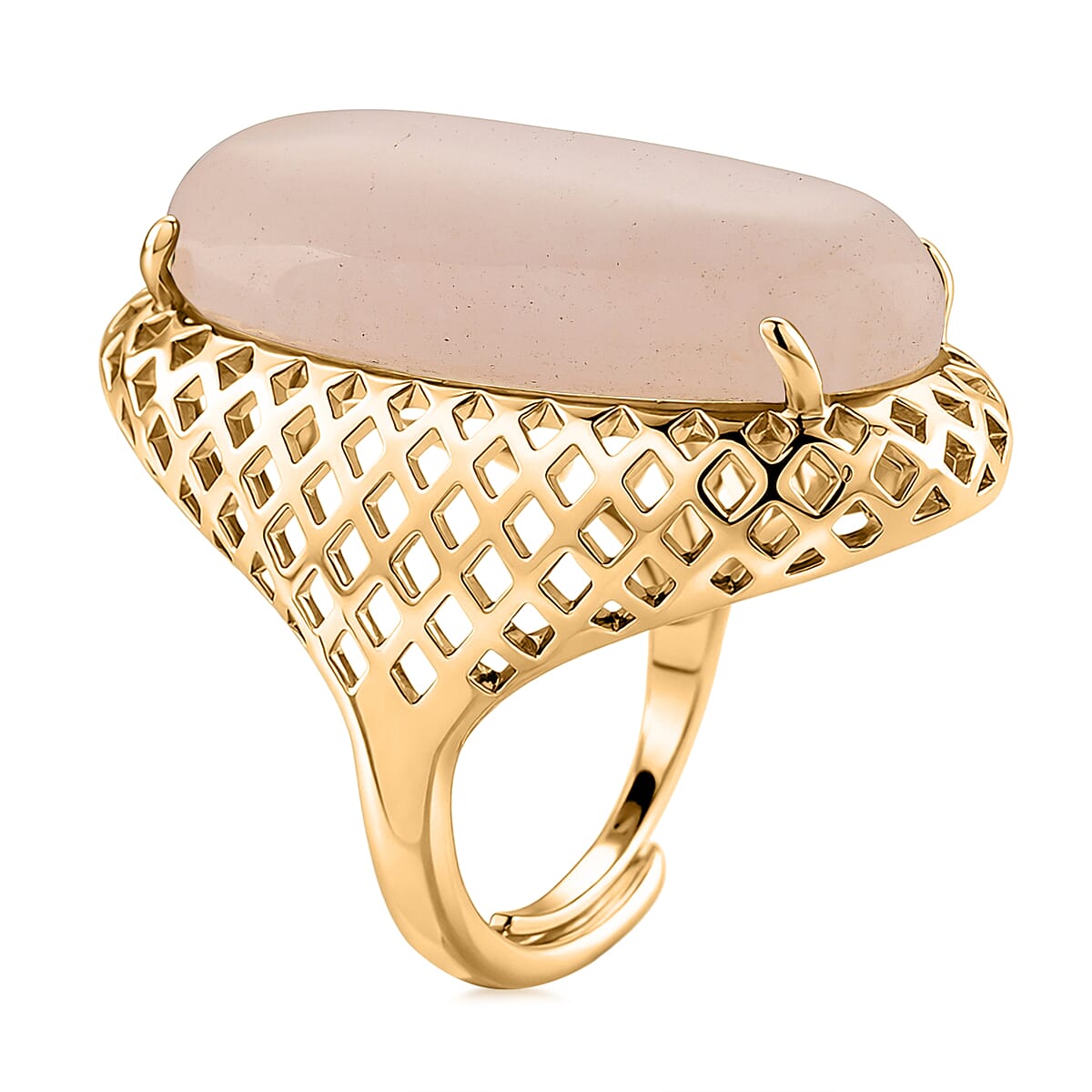 Galilea Rose Quartz Ring in Goldtone (Adjustable) 35.00 ctw image number 3