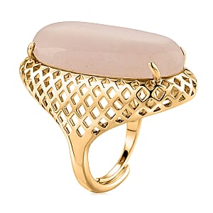 Galilea Rose Quartz Ring in Goldtone (Adjustable) 35.00 ctw