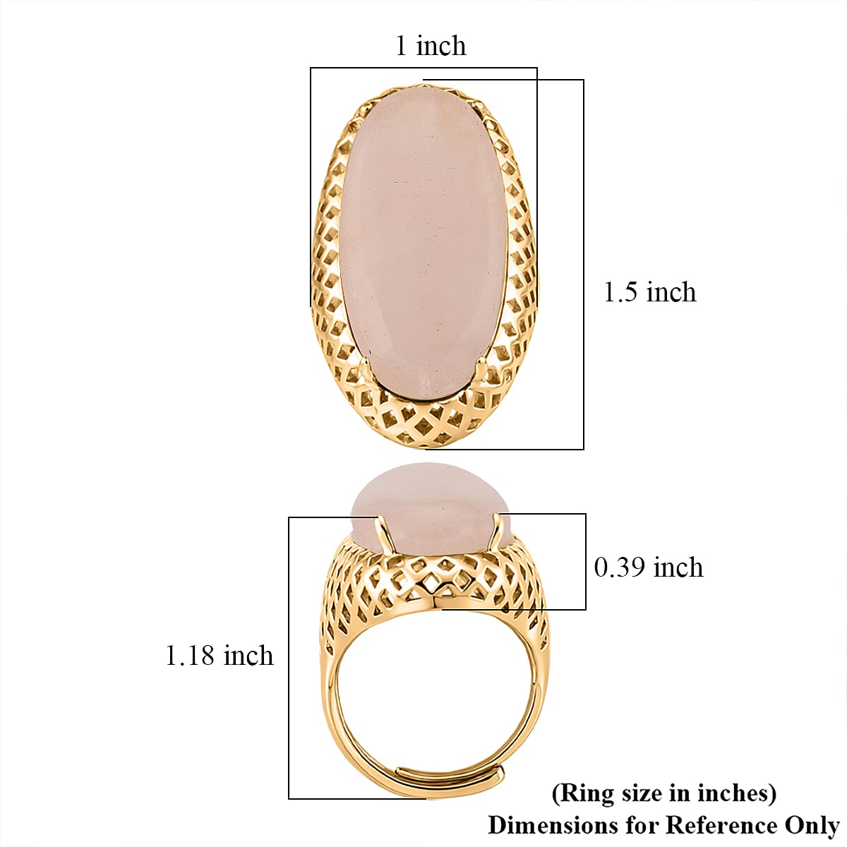 Galilea Rose Quartz Ring in Goldtone (Adjustable) 35.00 ctw image number 5