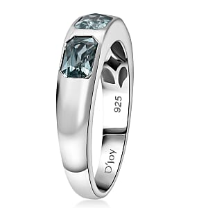 D'Joy Blue Zircon Ring in Rhodium Over Sterling Silver 2.40 ctw (Size 10.0)