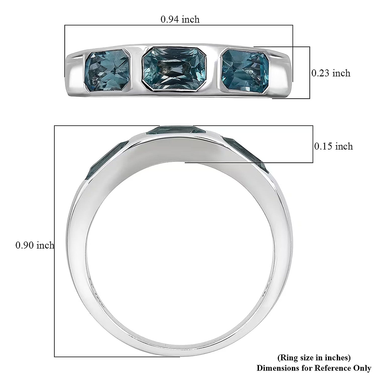D'Joy Premium Cambodian Blue Zircon Ocean Bloom Ring in Rhodium Over Sterling Silver 2.40 ctw (Size 10.0)