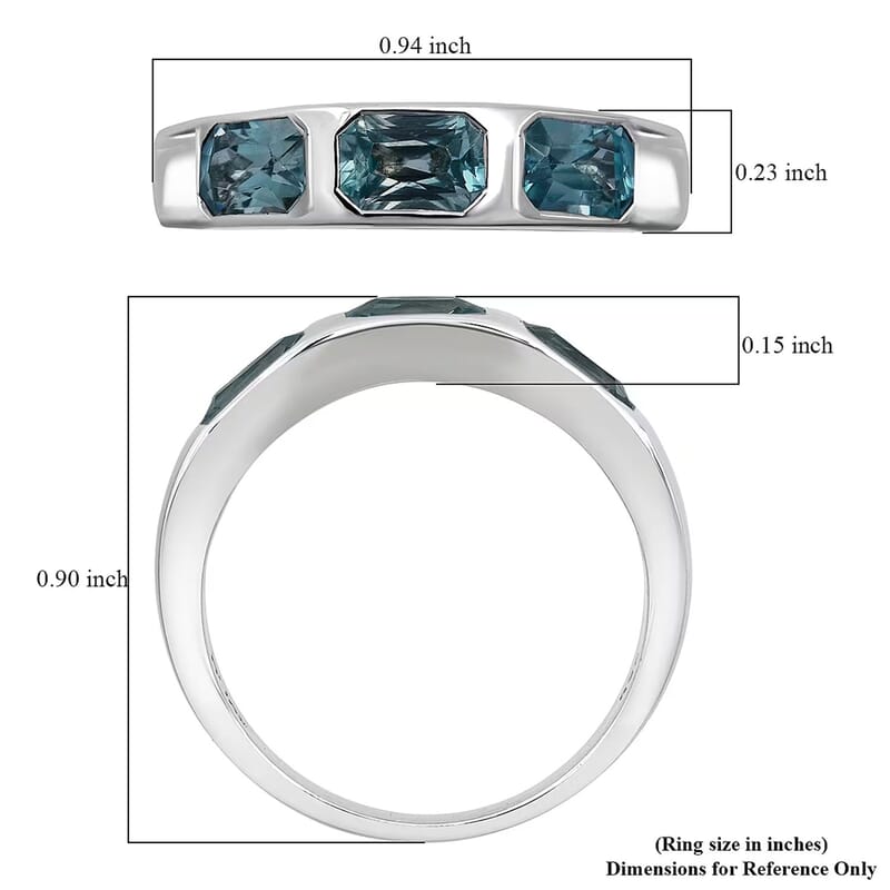 D'Joy Premium Cambodian Blue Zircon Ocean Bloom Ring in Rhodium Over Sterling Silver 2.40 ctw (Size 10.0)