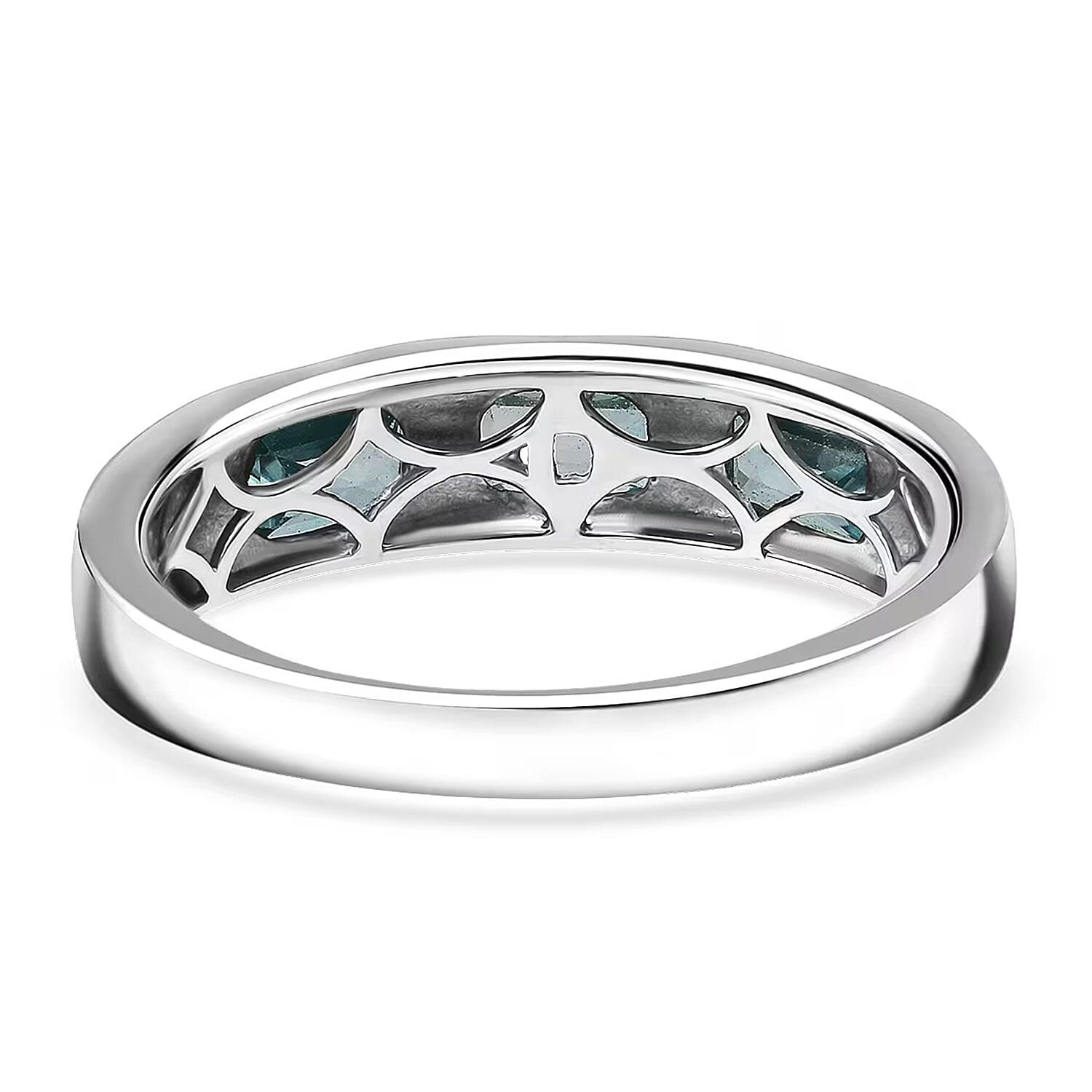 D'Joy Premium Cambodian Blue Zircon Ocean Bloom Ring in Rhodium Over Sterling Silver 2.40 ctw (Size 10.0)