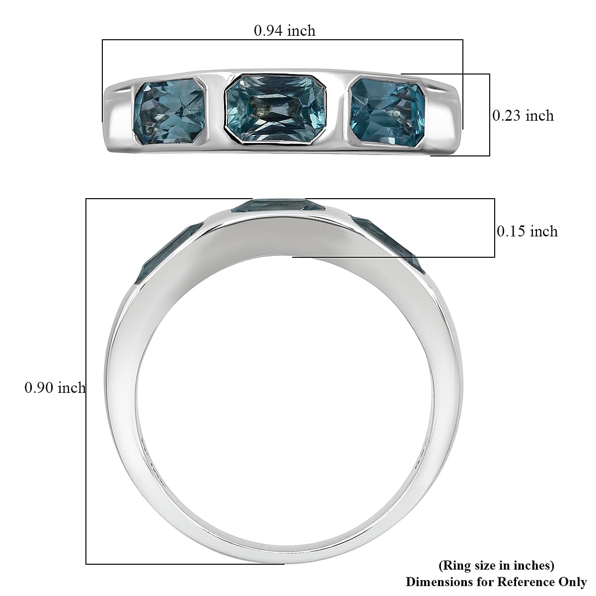 D'Joy Premium Cambodian Blue Zircon Ocean Bloom Ring in Rhodium Over Sterling Silver 2.40 ctw (Size 7.0) image number 5