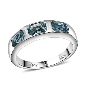 D'Joy Blue Zircon Ring in Rhodium Over Sterling Silver 2.40 ctw (Size 8.0)