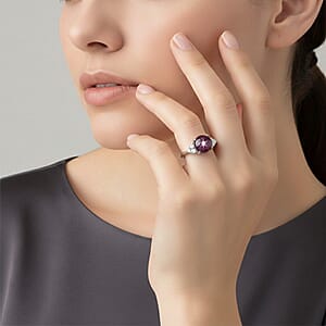 D'Joy Star Ruby, Moissanite Ring in Rhodium Over Sterling Silver 7.25 ctw (Size 10.0)