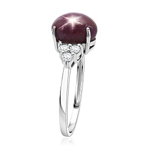 D'Joy Star Ruby, Moissanite Ring in Rhodium Over Sterling Silver 7.25 ctw (Size 10.0)