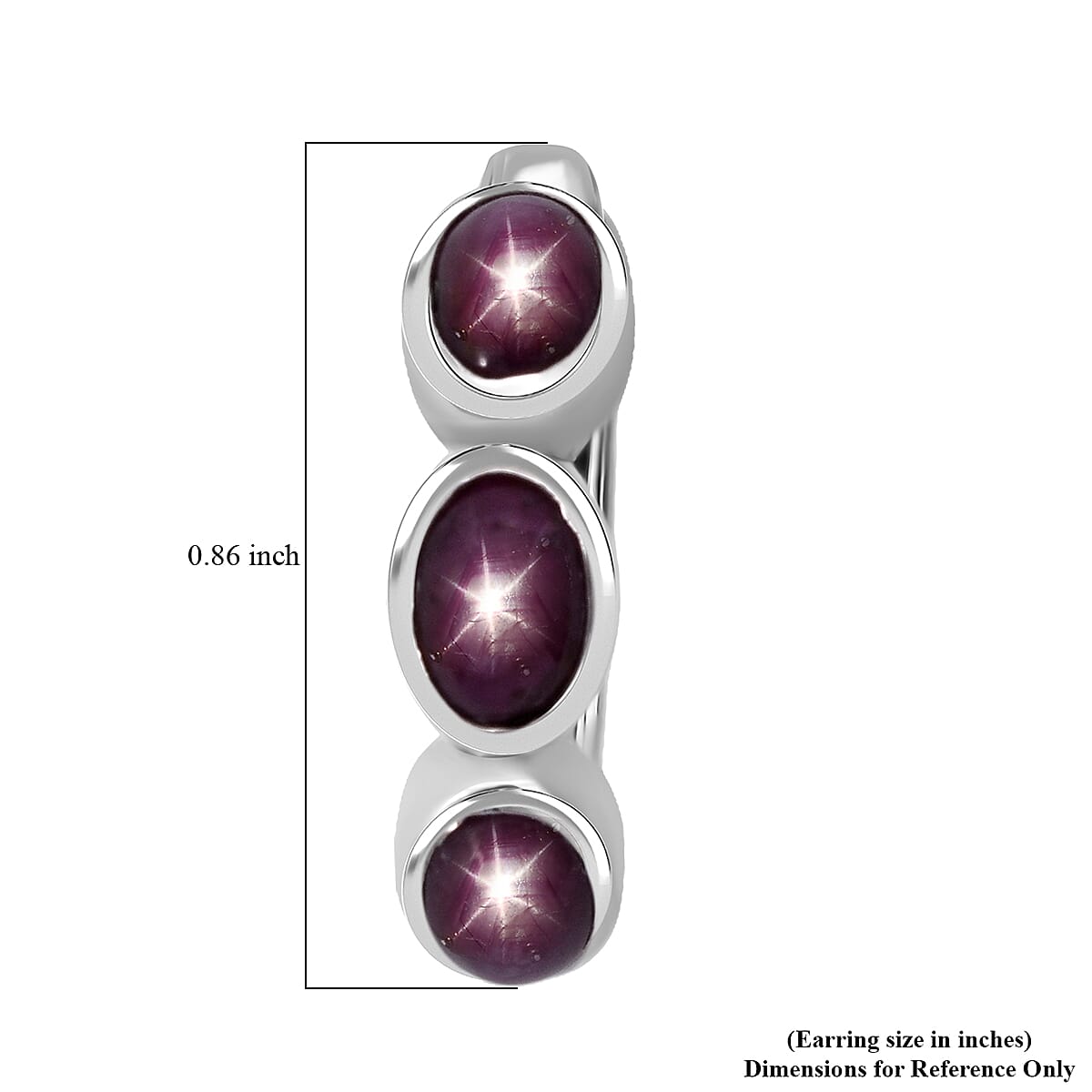 D'Joy Premium Indian Star Ruby 5.90 ctw Hoop Earrings in Rhodium Over Sterling Silver image number 4