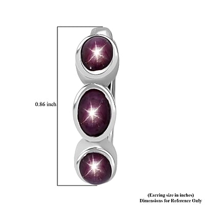 D'Joy Star Ruby Earrings in Rhodium Over Sterling Silver 5.90 ctw