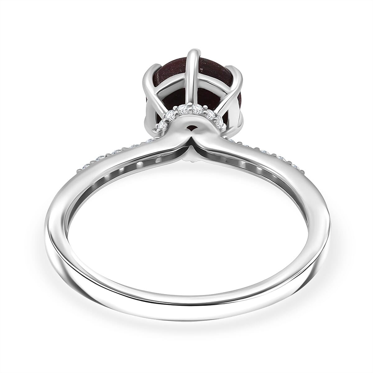 D'Joy Premium Indian Star Ruby and White Zircon 4.10 ctw Ring in Rhodium Over Sterling Silver (Size 7.0) image number 4