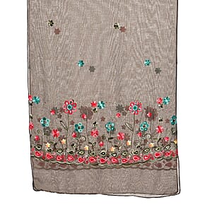 La Marey Gray Embroidered Scarf