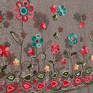 La Marey Gray Embroidered Scarf