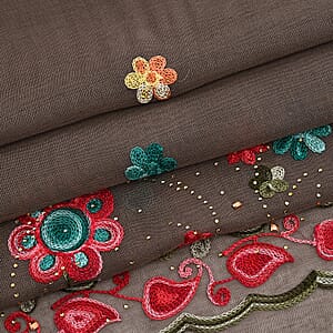 La Marey Gray Embroidered Scarf