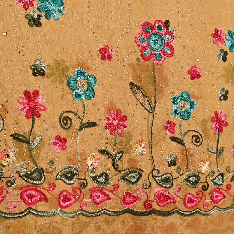 La Marey Mustard Yellow Embroidered Scarf