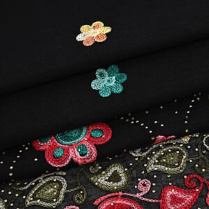 La Marey Black Embroidered Scarf