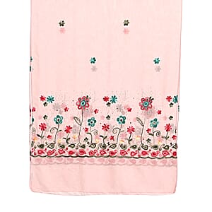 La Marey Pink Embroidered Scarf