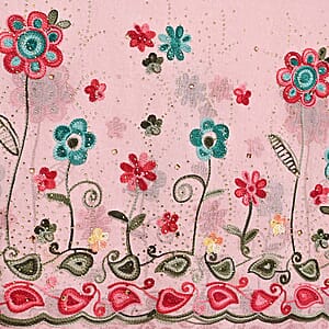 La Marey Pink Embroidered Scarf