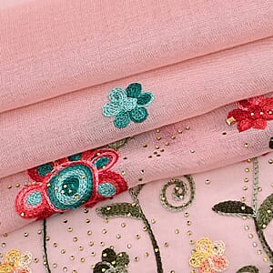 La Marey Pink Embroidered Scarf