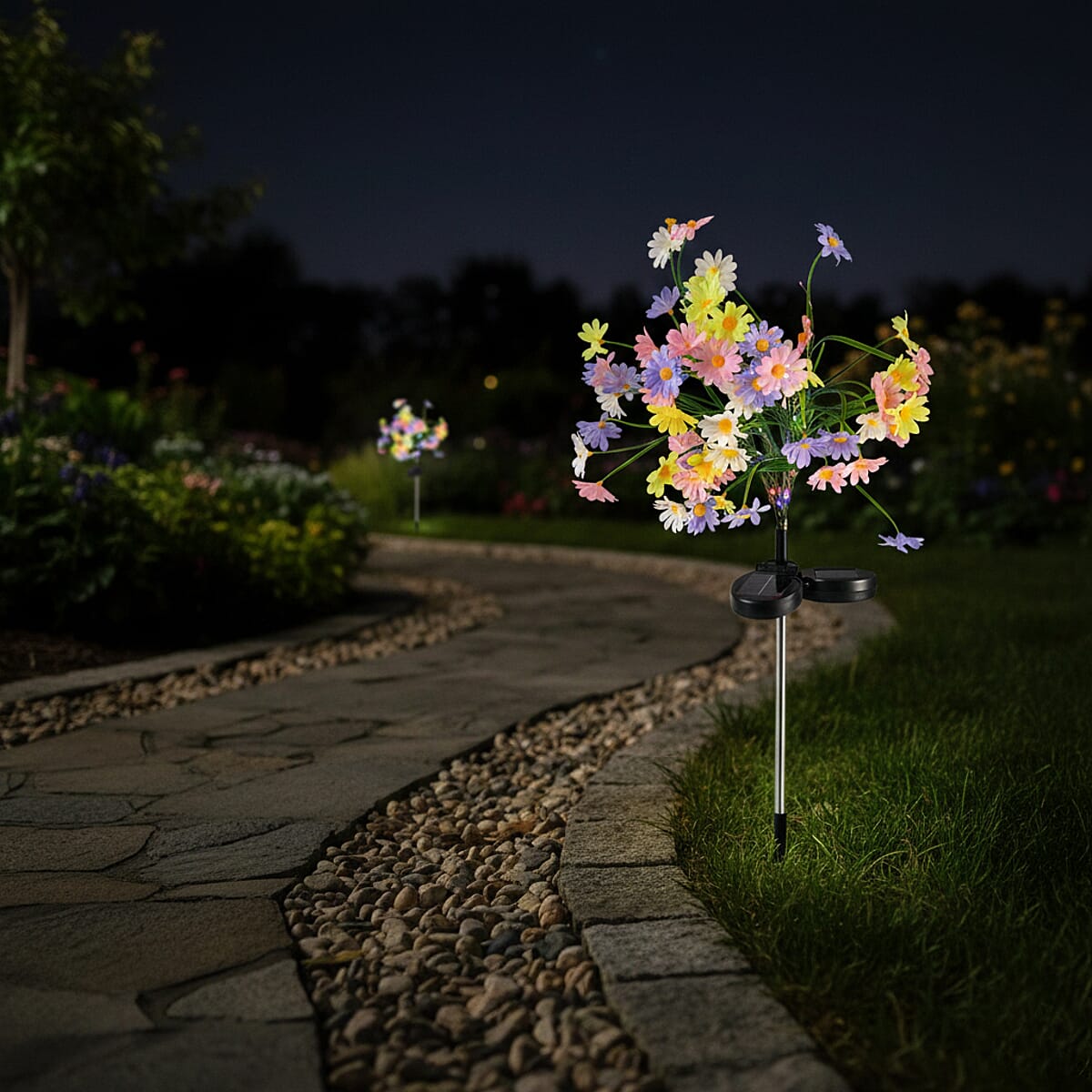 Livmore Multi Color Flower Solar Lights with 7 Heads image number 1