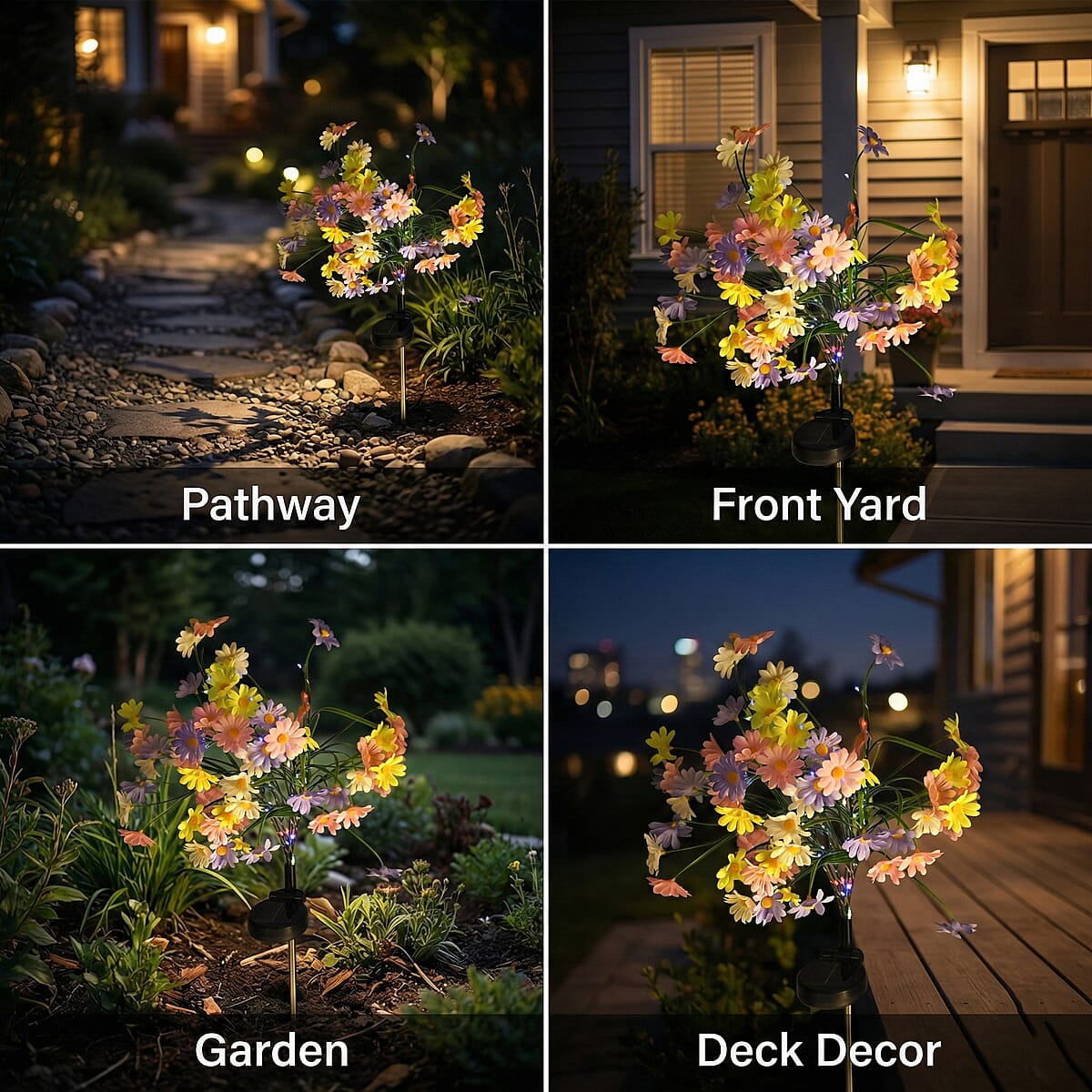 Livmore Multi Color Flower Solar Lights with 7 Heads image number 2