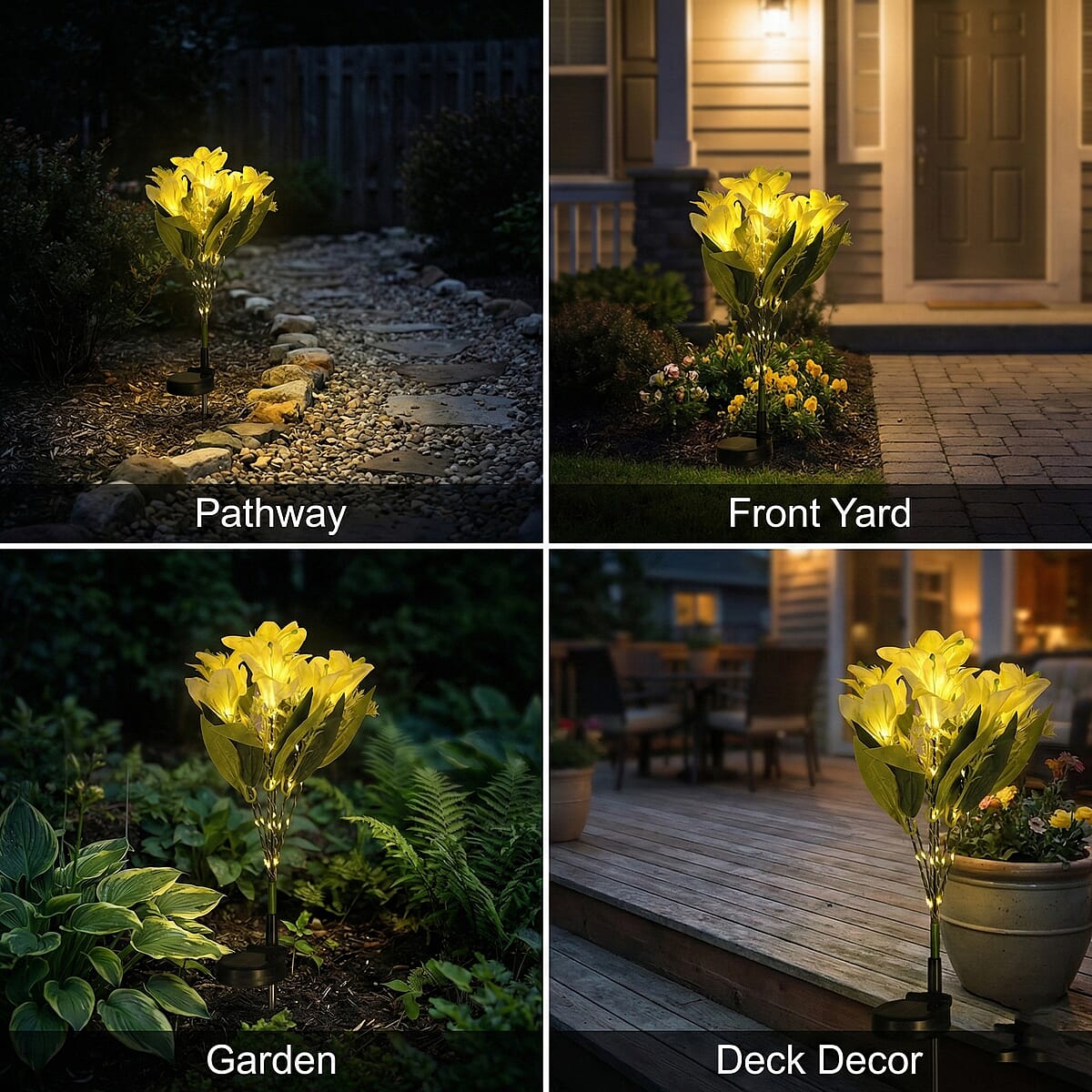 Livmore Yellow Lily Flower Solar Lights with 7 Heads image number 2