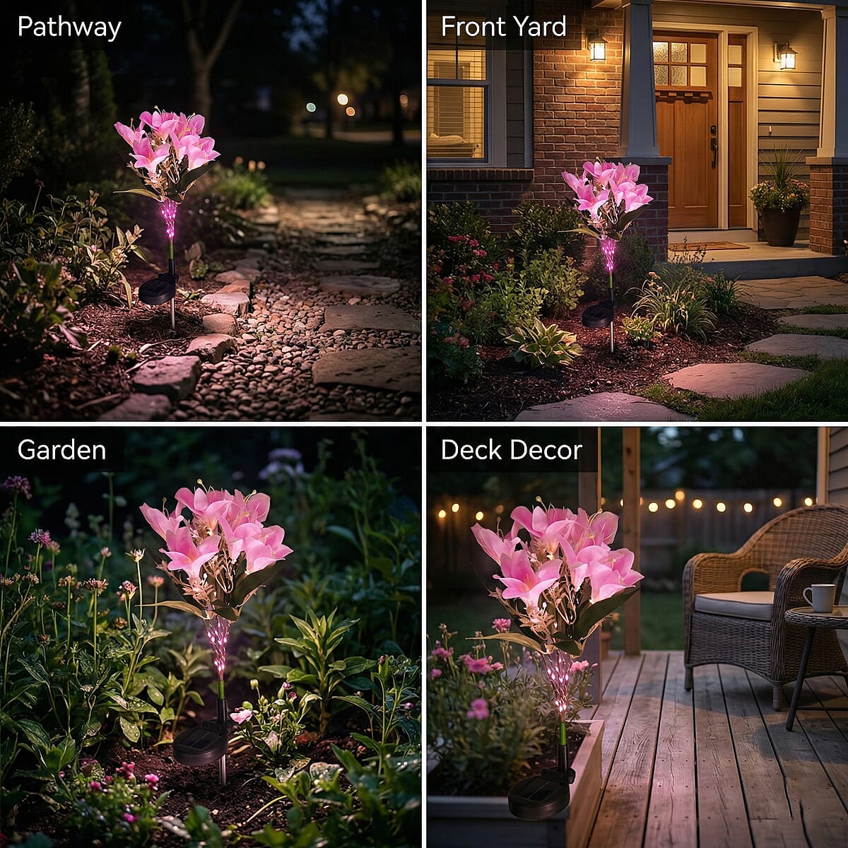 Livmore Pink Lily Flower Solar Lights with 7 Heads image number 2