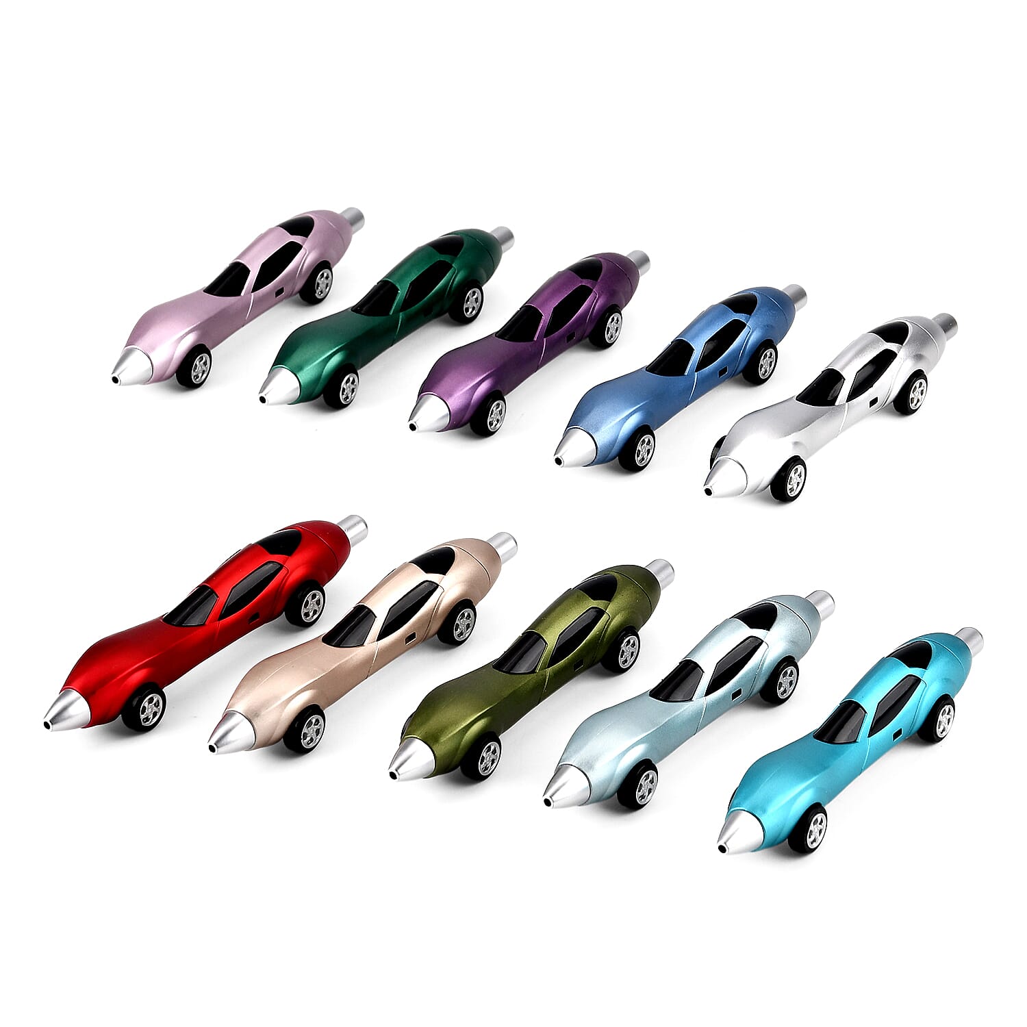 Livmore Set of 10 Multi Color Car Shaped Pen