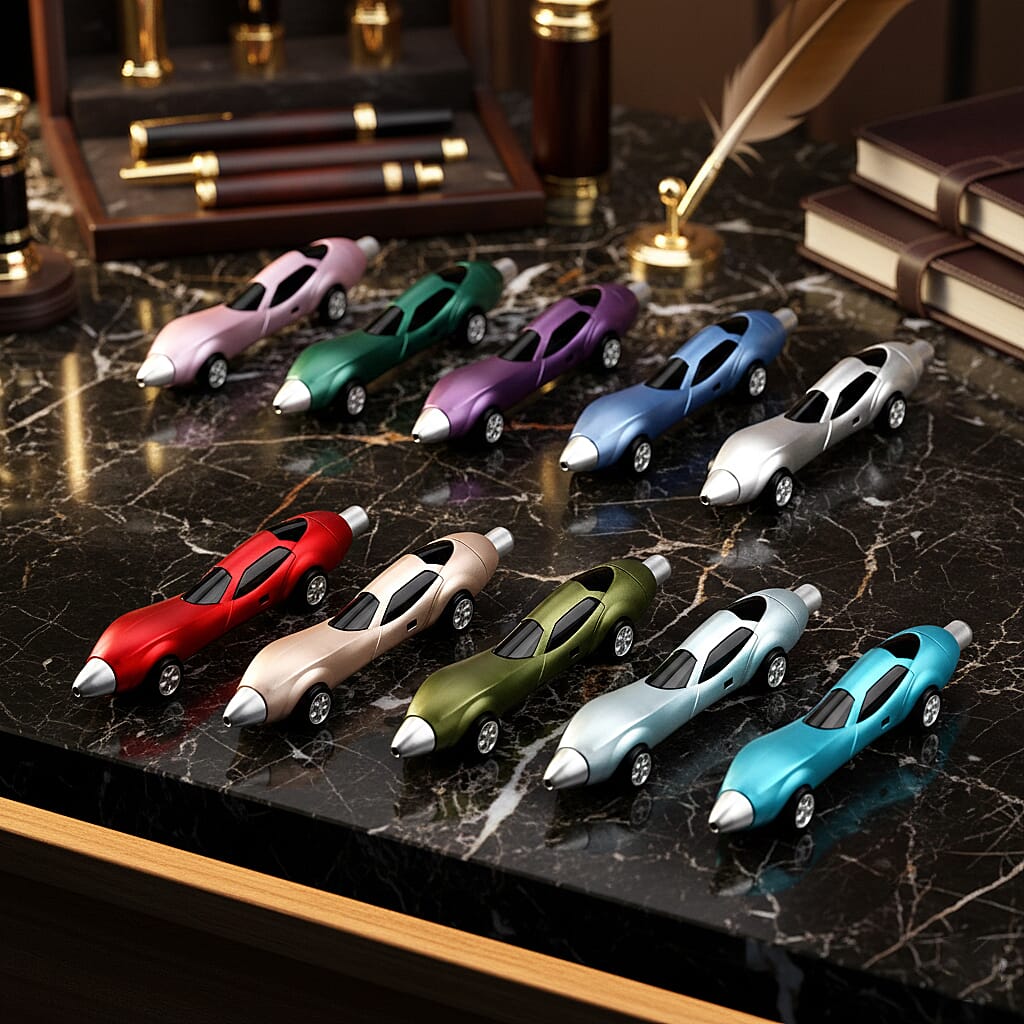 Livmore Set of 10 Multi Color Car Shaped Pen