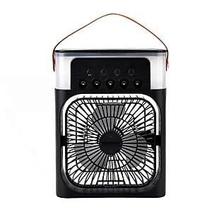 Livmore Black Multifunctional 5 Hole Humidifier Fan with Handle and Flashing Light