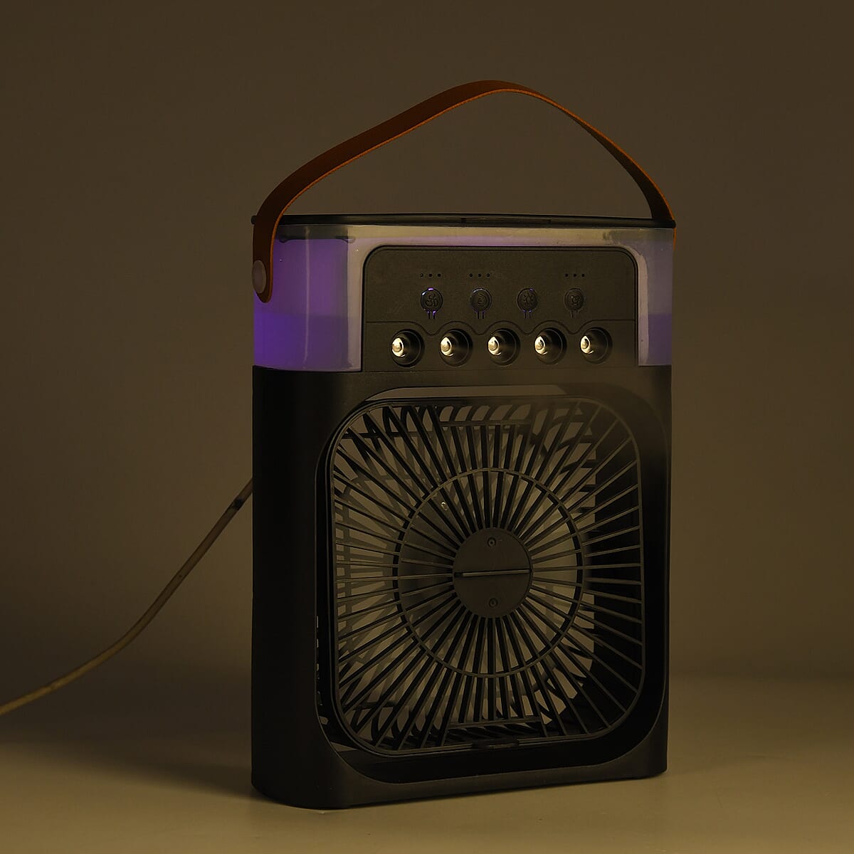 Livmore Black Multifunctional 5 Hole Humidifier Fan with Handle and Flashing Light image number 5