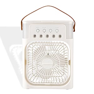 Livmore White Multifunctional 5 Hole Humidifier Fan with Handle and Flashing Light
