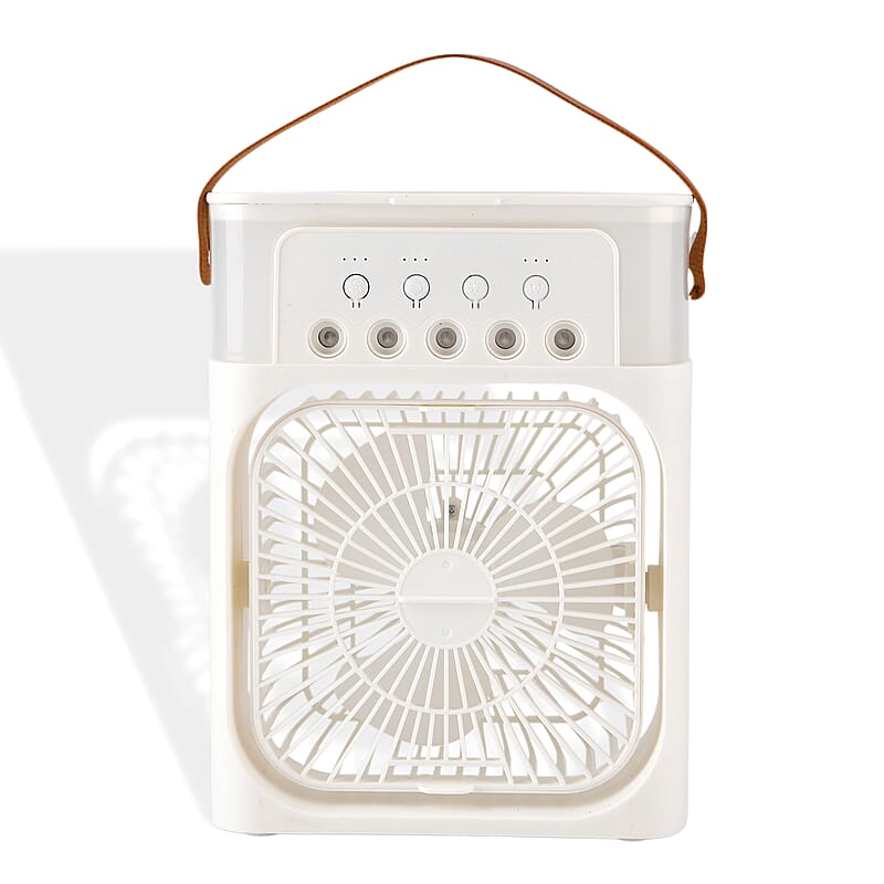 Livmore White Multifunctional 5 Hole Humidifier Fan with Handle and Flashing Light