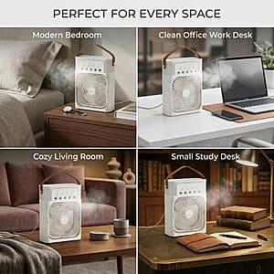 Livmore White Multifunctional 5 Hole Humidifier Fan with Handle and Flashing Light