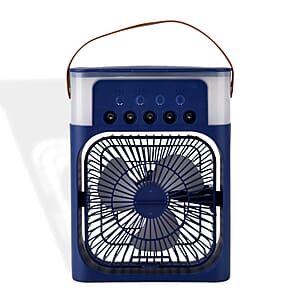 Livmore Blue Multifunctional 5 Hole Humidifier Fan with Handle and Flashing Light